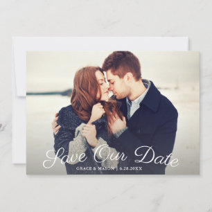 Wedding Save The Date With Photo, Botanical Rose