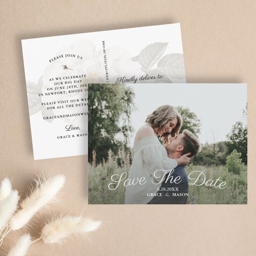 Wedding Save the Date with Photo Vintage Rose Postcard