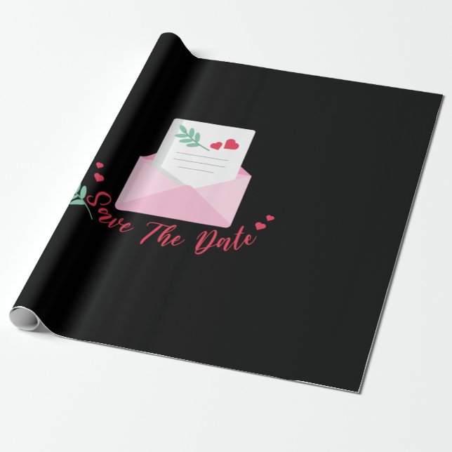 Wedding Save The Date Wrapping Paper (Unrolled)