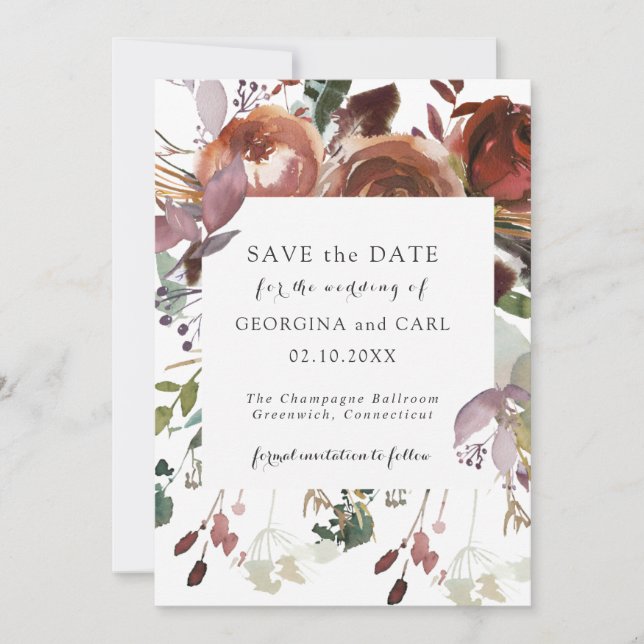Wedding Save The Dates | Butterum & Plum 01 Invitation (Front)