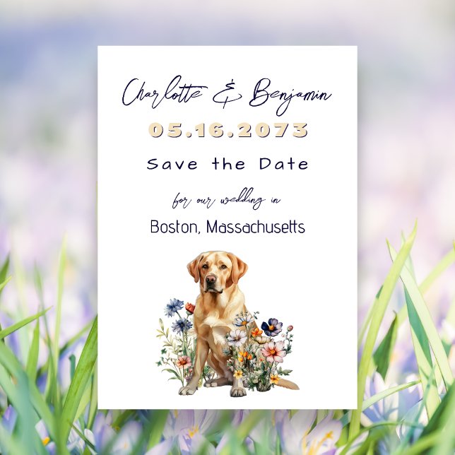 Wedding Save the Dates Yellow Lab Design Save The Date (Creator Uploaded)
