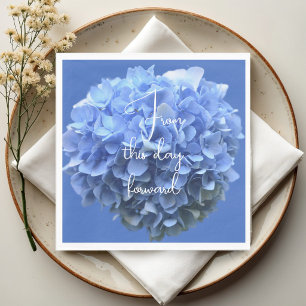 Wedding Saying Blue Hydrangea Flowers Napkins