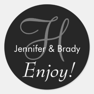 Wedding Saying Bride Groom Monogram Favor Sticker