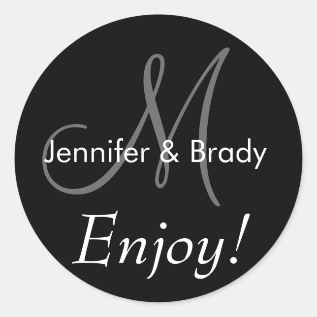 Wedding Saying Bride Groom Monogram Favor Sticker (Front)