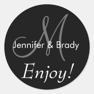 Wedding Saying Bride Groom Monogram Favor Sticker