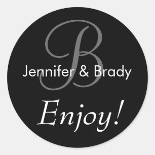 Wedding Saying Bride Groom Monogram Favor Sticker
