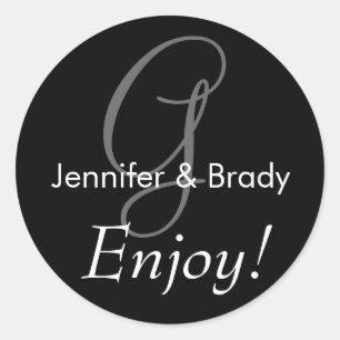 Wedding Saying Bride Groom Monogram Favor Sticker