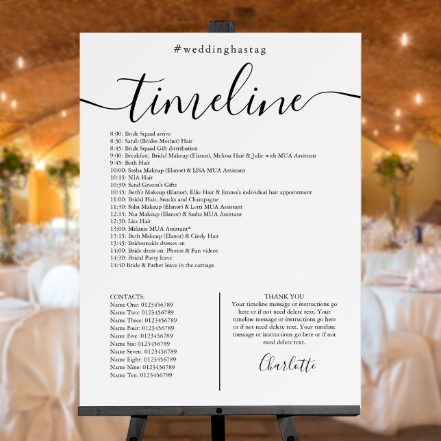 Wedding Schedule Black And White Timeline Sign (Creator Uploaded)