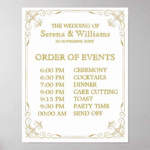 Wedding Schedule of Events Sign  Gatsby Art Deco