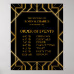 Wedding Schedule of Events Sign | Gatsby Art Deco<br><div class="desc">Wedding schedule of events sign in Gatsby art deco style design. Great for lots of other occasions like engagement parties, anniversary parties & bridal showers. Black background color can be customized with zazzle background color options online tool. For a cohesive look, visit my store to see the whole collections of...</div>