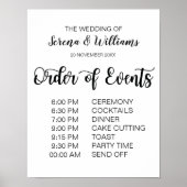 Wedding Schedule of Events Sign Modern Calligraphy | Zazzle