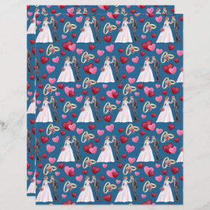 Wedding Scrapbook Paper in Blue