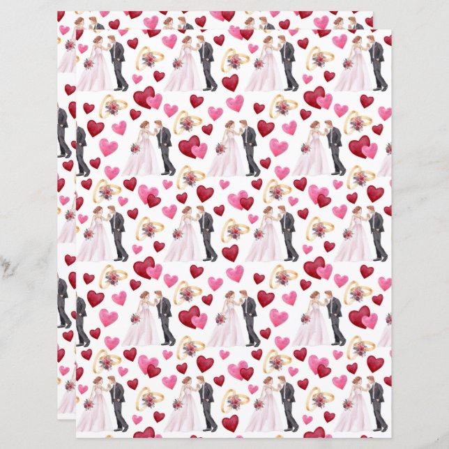 Wedding Scrapbook Paper in White (Front/Back)