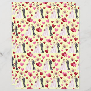 Wedding Scrapbook Paper in Yellow