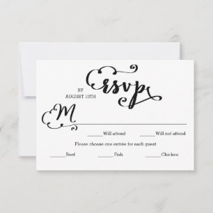 Wedding Script Damask Entree - RSVP Card