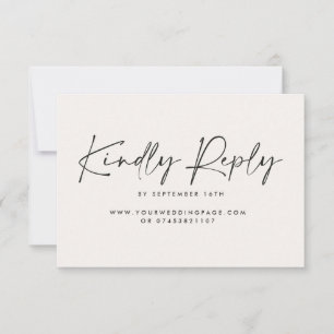 Wedding script modern black white elegant reply invitation