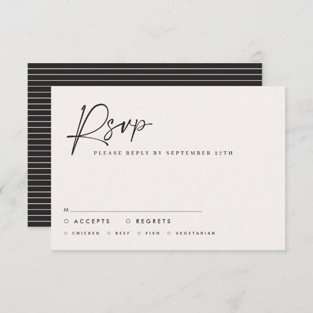 Wedding script modern black white script elegant i invitation (Front/Back)