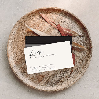 Wedding script modern black white script reply note card