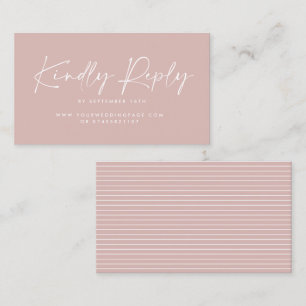 Wedding script modern blush pink elegant reply business card