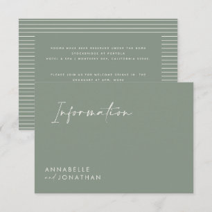 Wedding script modern green information invitation
