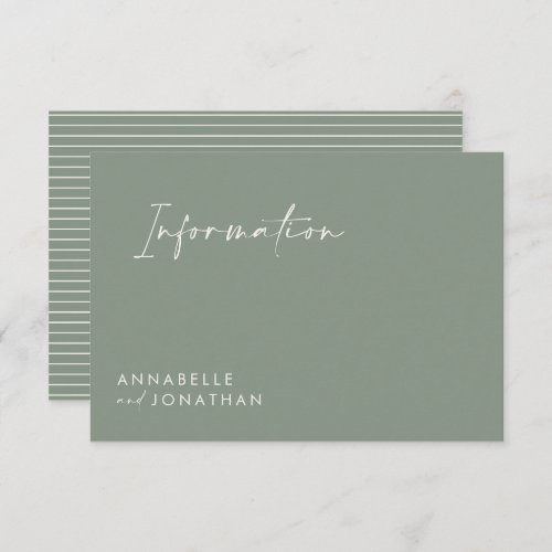 Wedding script modern green information invitation