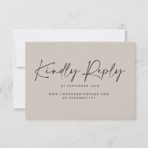 Wedding script modern grey elegant reply invitation