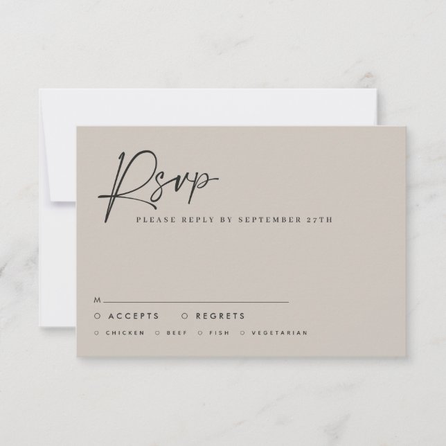 Wedding script modern grey script elegant invitation (Front)