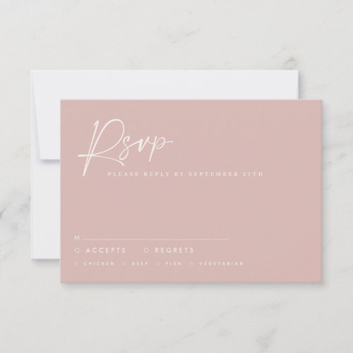 Wedding script modern minimal blush pink reply invitation