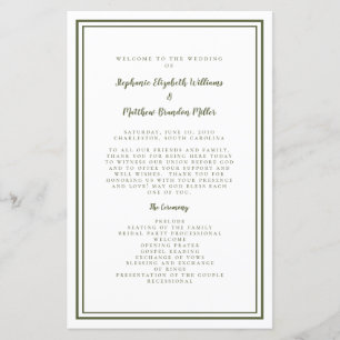 Wedding Script Modern Olive Green Ceremony Program