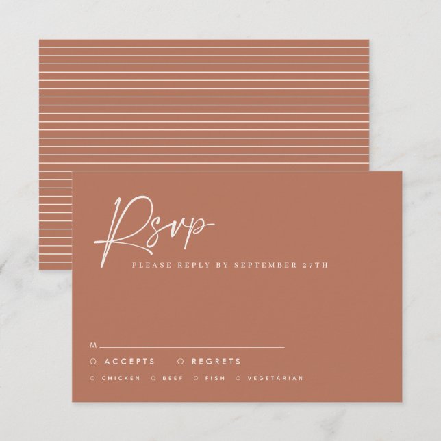 Wedding script modern script terracotta rsvp invitation (Front/Back)