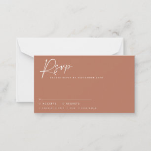 Wedding script modern script terracotta rsvp note card
