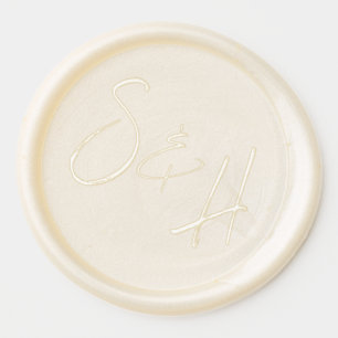Wedding Script Monogram Initials Wax Seal Sticker