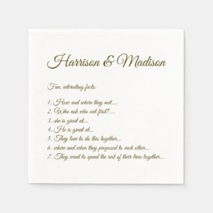 Wedding Script names Couple Fun Facts moss green Napkins