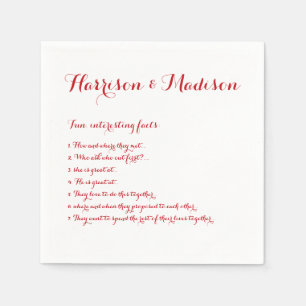 Wedding Script names Couple Fun Facts paper Napkins
