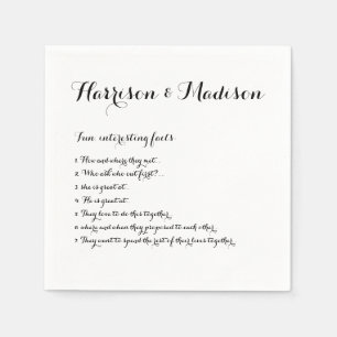 Wedding Script names Couple Fun Facts paper Napkins