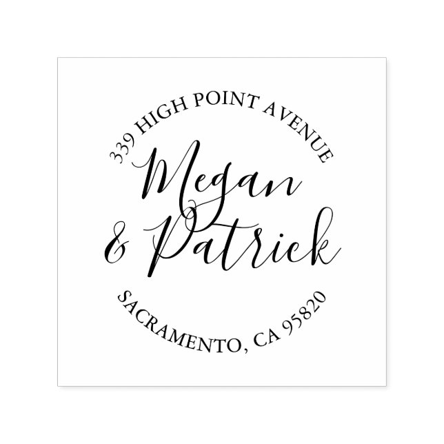 Wedding Script Round Return Address Stamp (Design)
