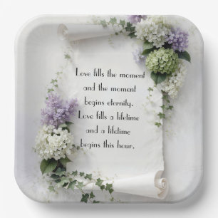 Wedding Scroll with Lilacs and Hydrangeas  Paper Plates