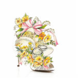 WEDDING SCULPTURED DESIGNED KEY CHAIN STATUETTE<br><div class="desc">Wonderful gift for the NEW BRIDE or the BRIDE-TO-BE.  Takes the shape of the design.  Nice shower gift or announcement -engagement party gift.  Brides wll love it,  it contains awhile heel  with wedding flowers in it.  Also,  a bridal bell,  and wedding rings,  it's a fun gift!</div>