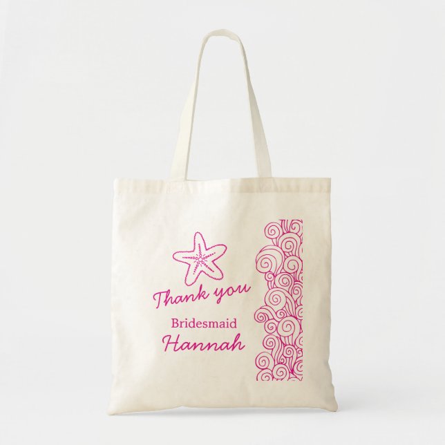 Wedding sea star swirl pink Bridesmaid bag (Front)