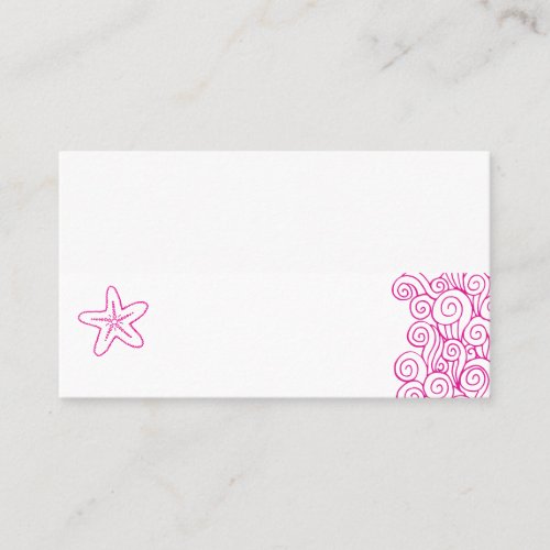 Wedding sea star swirls pink white place cards