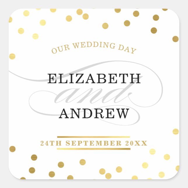 WEDDING SEAL chic minimalist modern gold confetti (Front)