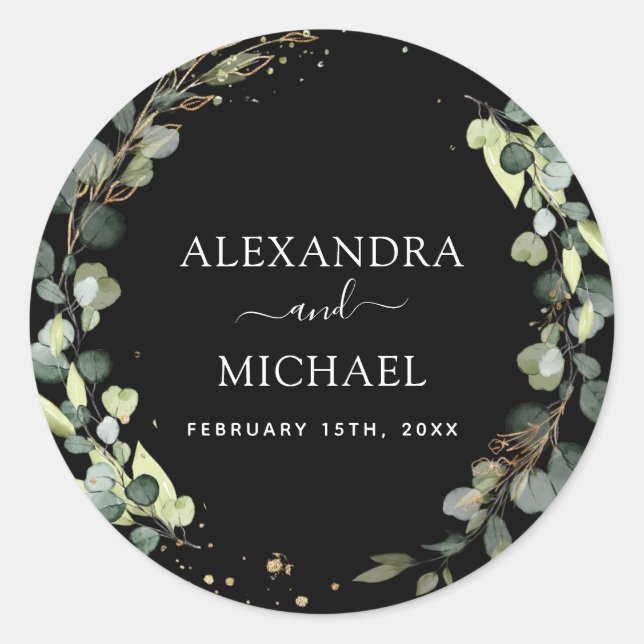 Wedding Seal Eucalyptus Black Greenery Succulent (Front)