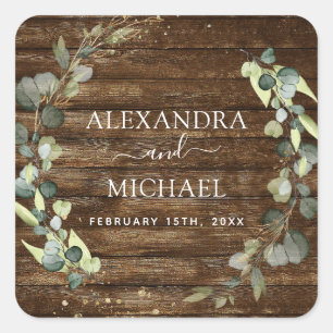 Wedding Seal Eucalyptus Greenery Rustic Wood