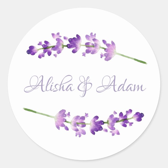 Wedding Seal Sticker Watercolor Lavender (Front)
