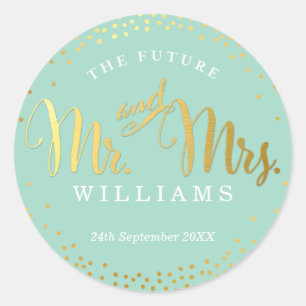 WEDDING SEAL stylish mini gold confetti mint