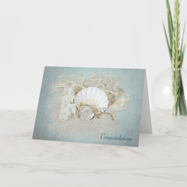 Wedding Seashells and Rings Card (Front)