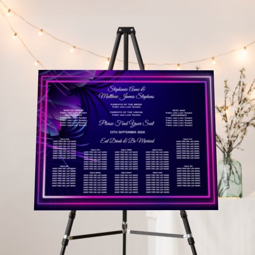 Wedding Seat Chart Stunning Neon Tropical Foliage Foam Board