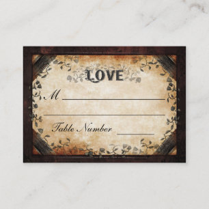 Wedding Seating Card - Brown Gothic Halloween LOVE