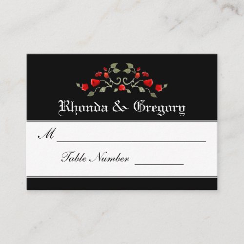 Wedding Seating Cards _ Black  Red Roses Matching