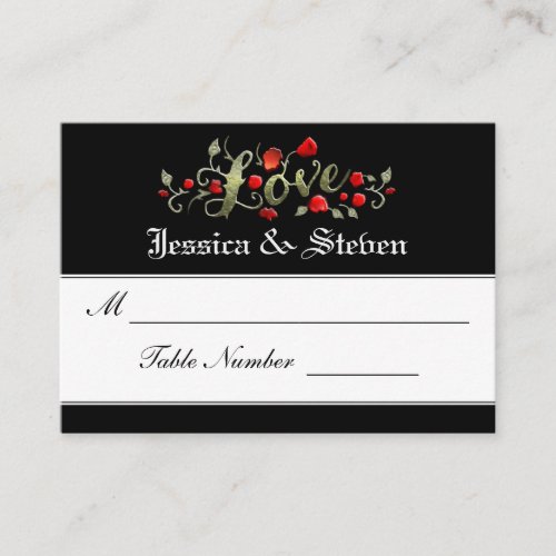 Wedding Seating Cards _ LOVE Red Roses Matching